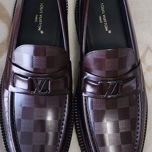 Louis Vuitton Men's Checkered Burgundy Loafers
